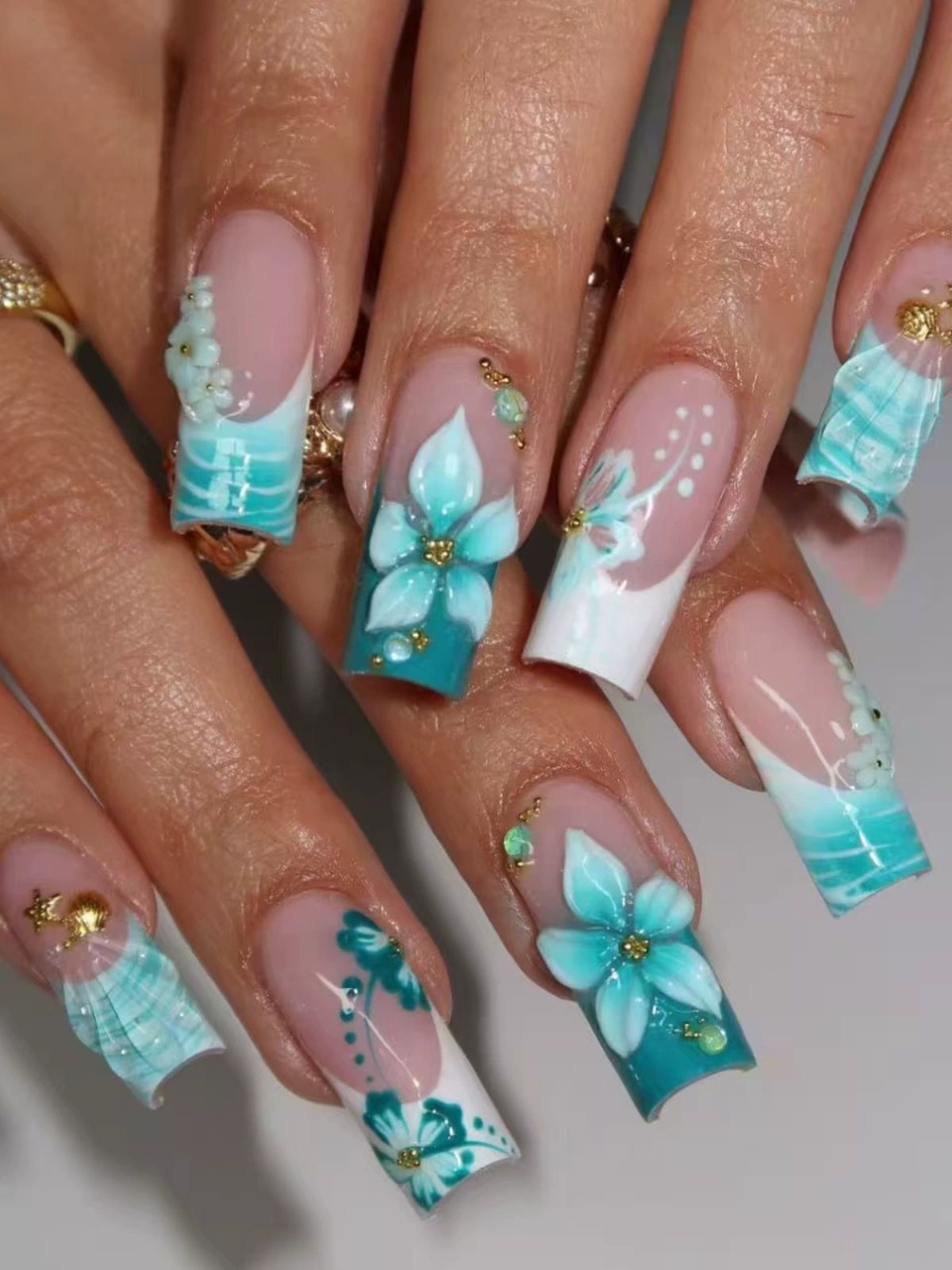Glass Reef Blue Nails