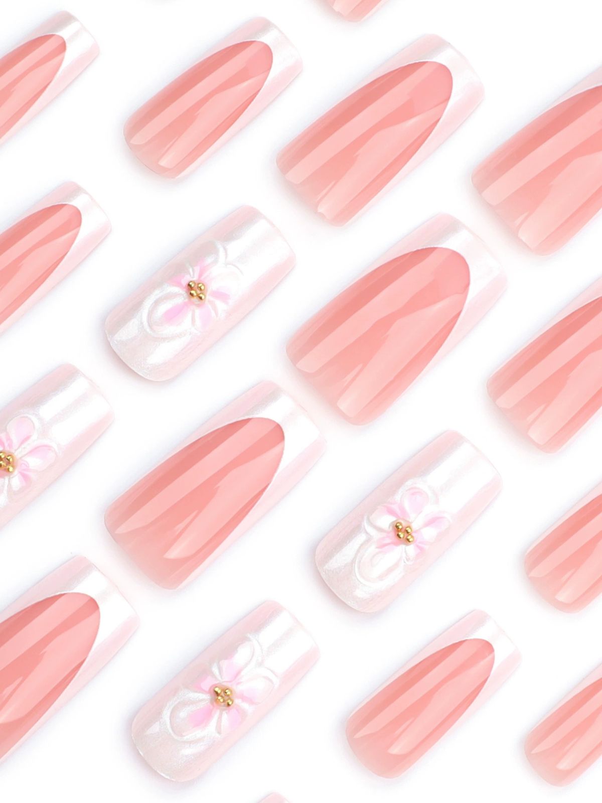 Frosted Flora Pink Nails