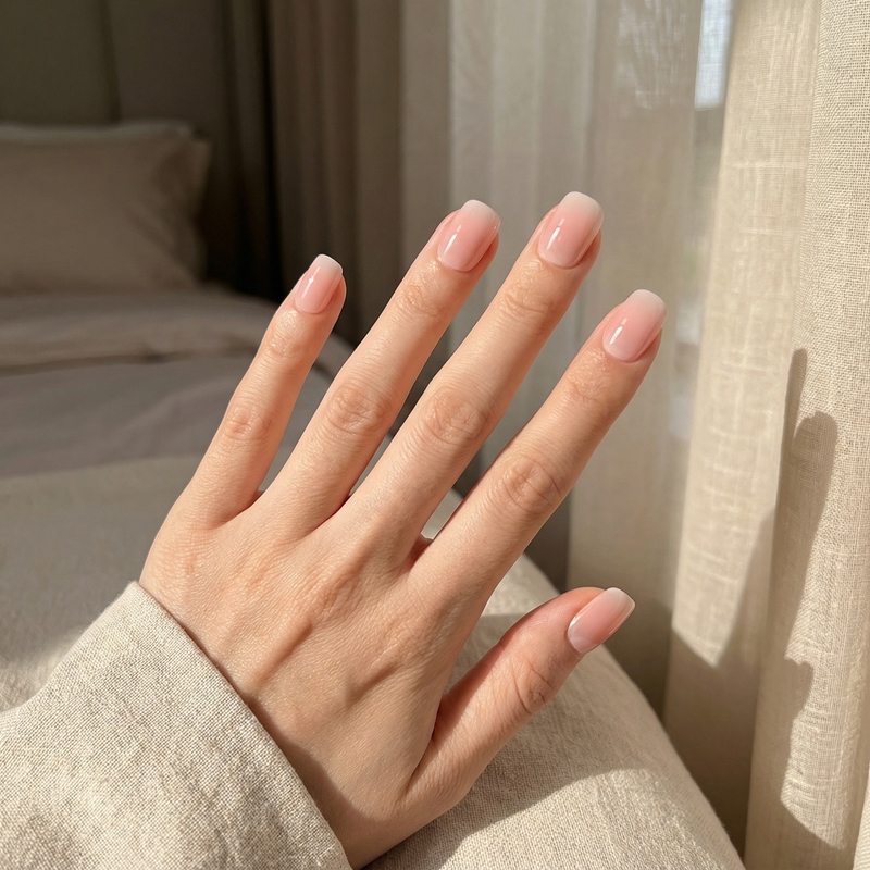 Gradient Pink White Nails