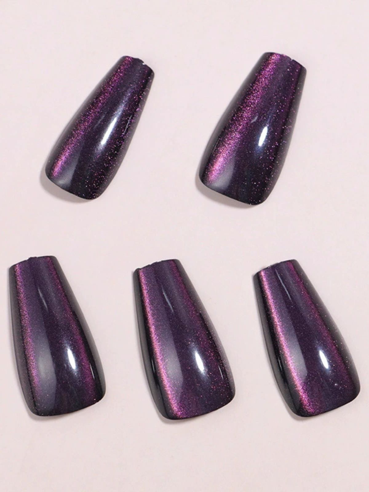 Glitter Galaxy Purple Nails