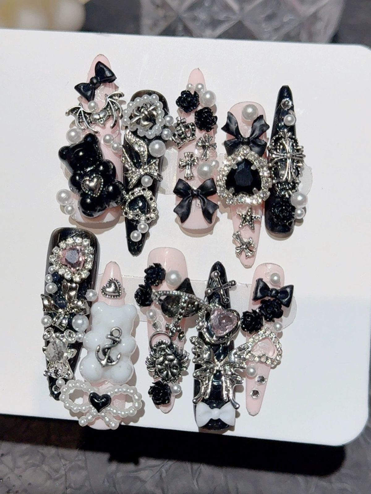 Silver Excess Black Nails