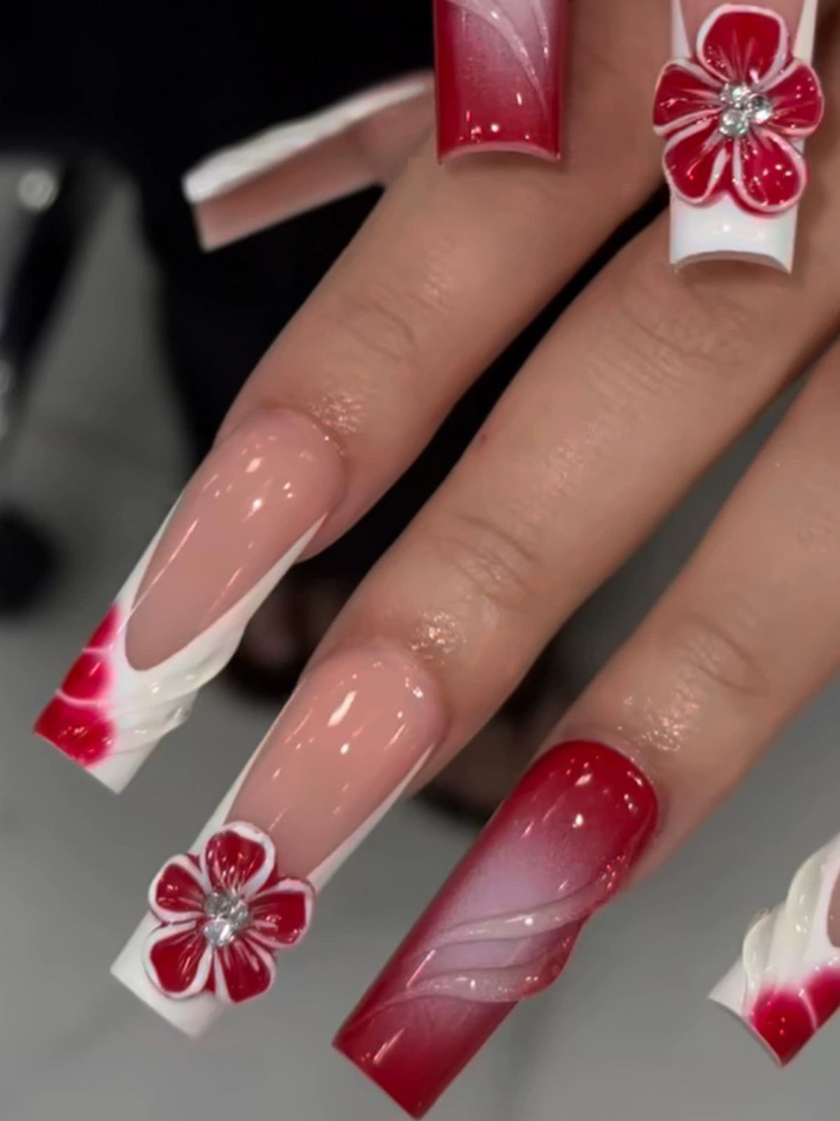 Garden Rose Red Nails