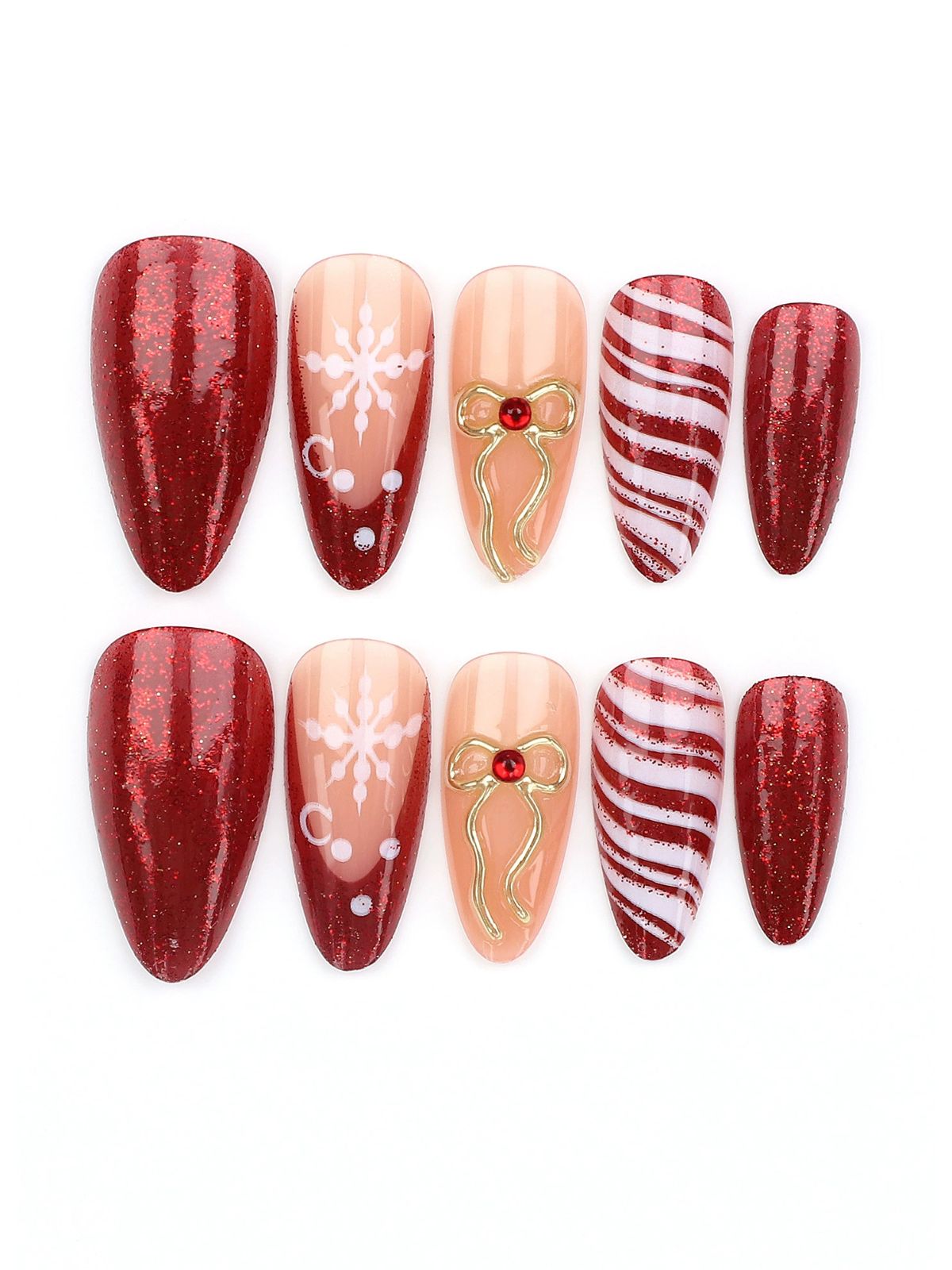 Snowflake Kiss Red Nails