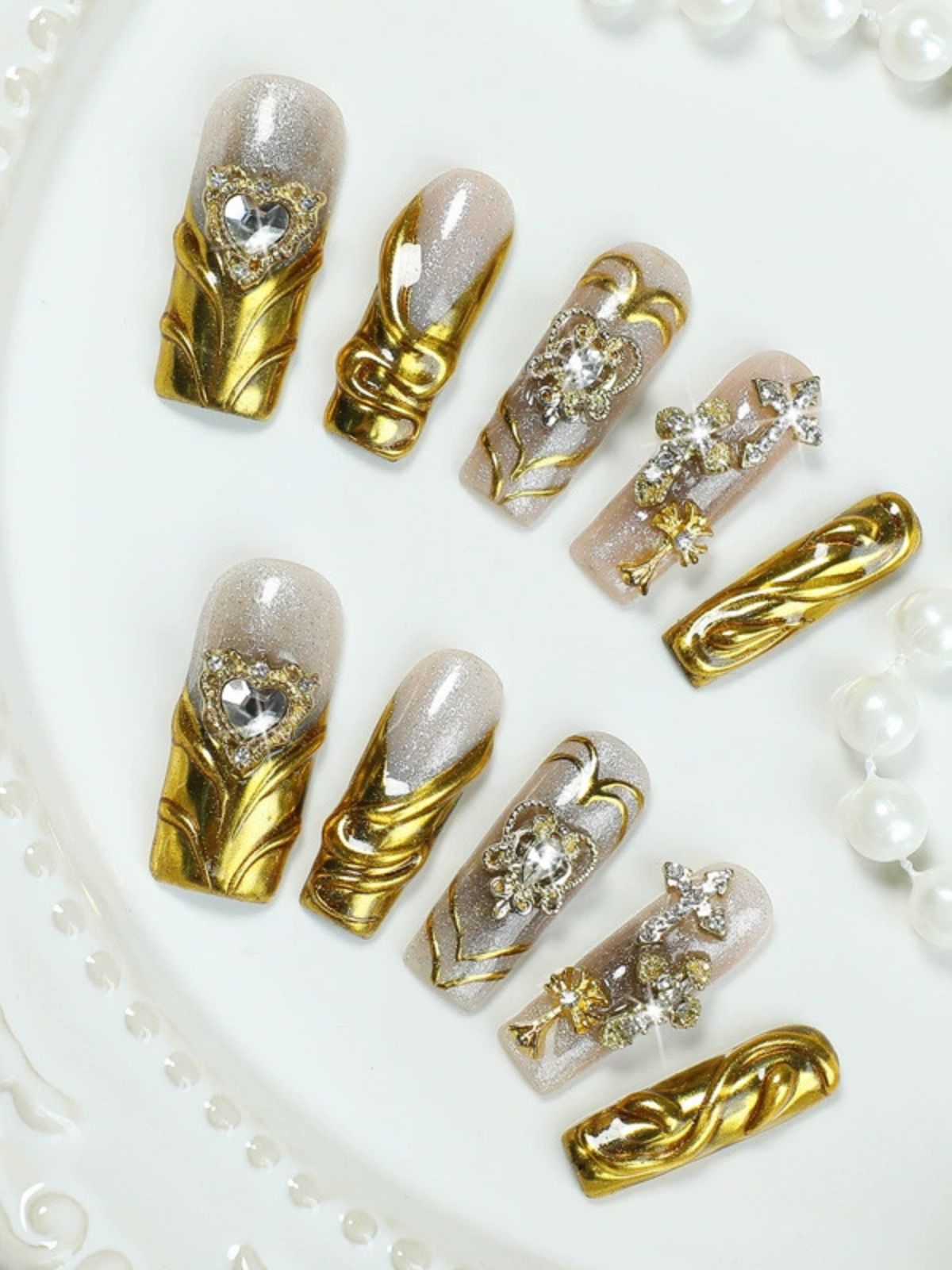 Royal Opulence Gold Nails