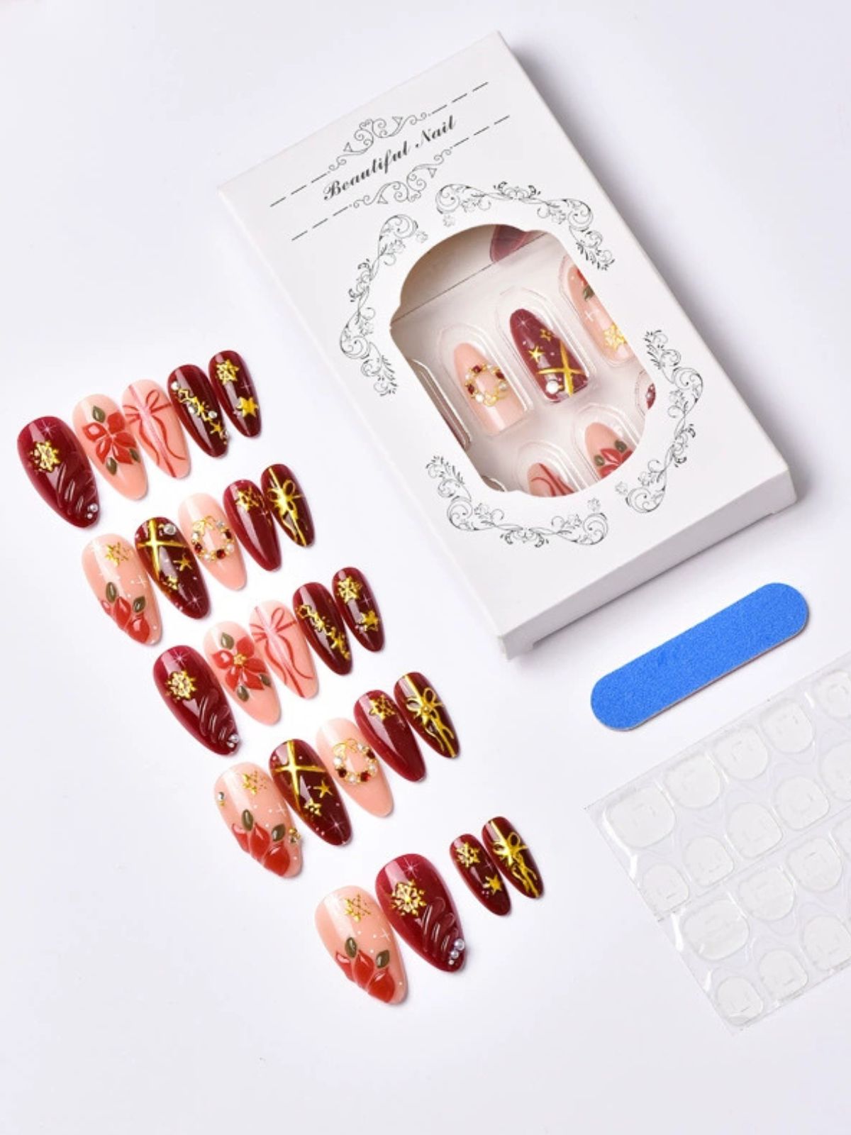 Coral Wreath Red Nails