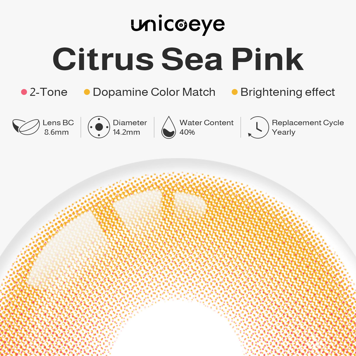 Citrus Sea Pink Prescription Yearly Contact Lenses