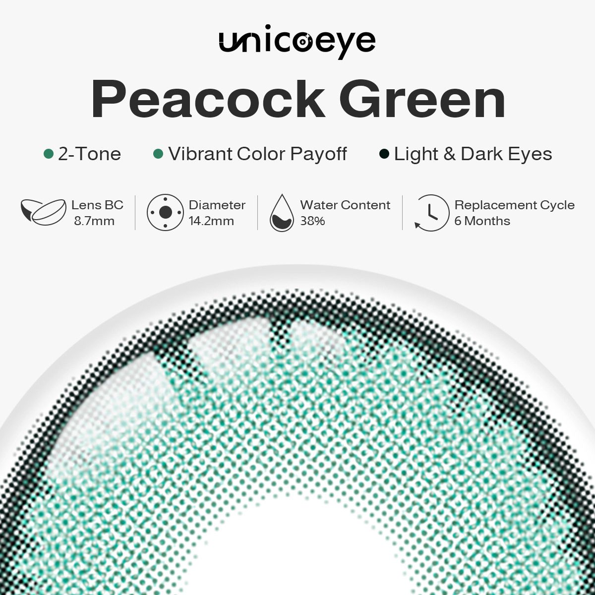 Peacock Green 6 Months Contact Lenses | 2 Pcs