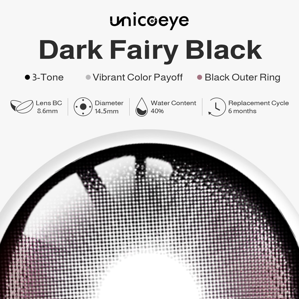 Dark Fairy Black 6 Month Contact Lenses | 2 Pcs