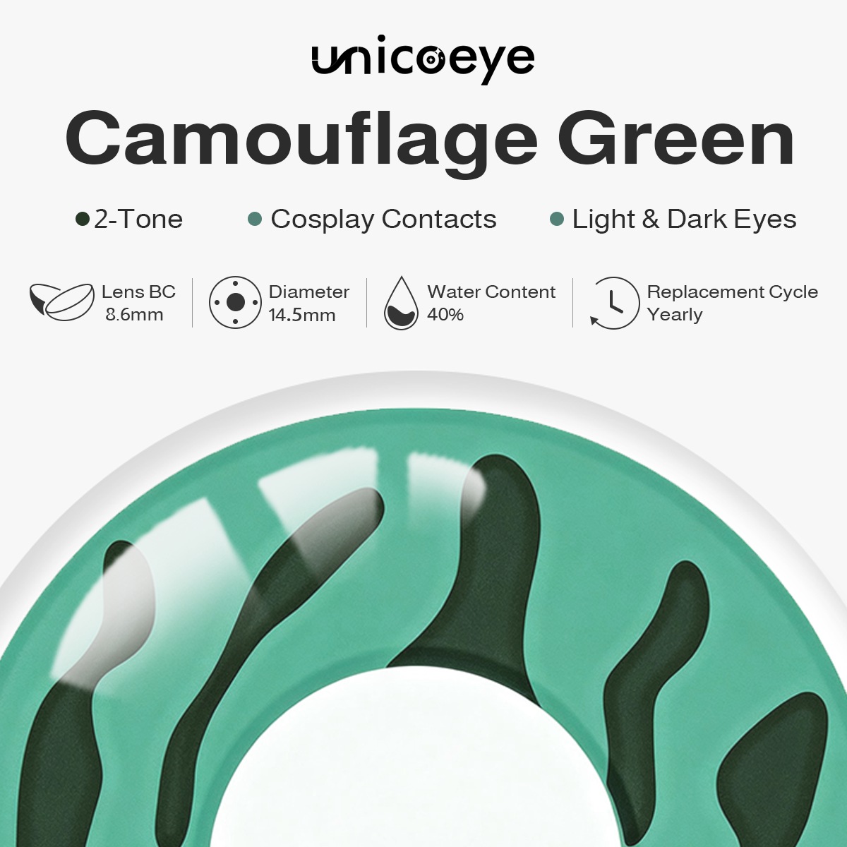 Camouflage Green Costume Yearly Contact Lenses | 2 Pcs
