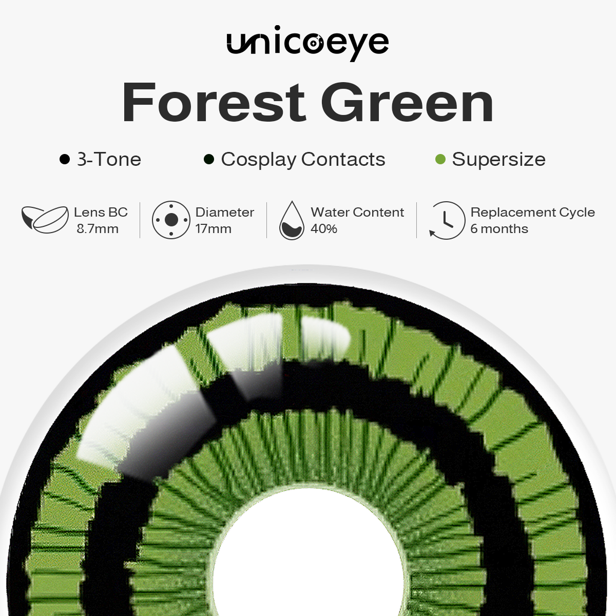 Haunted Forest Green Sclera 17mm Costume 6 Month Contact Lenses | 2 Pcs