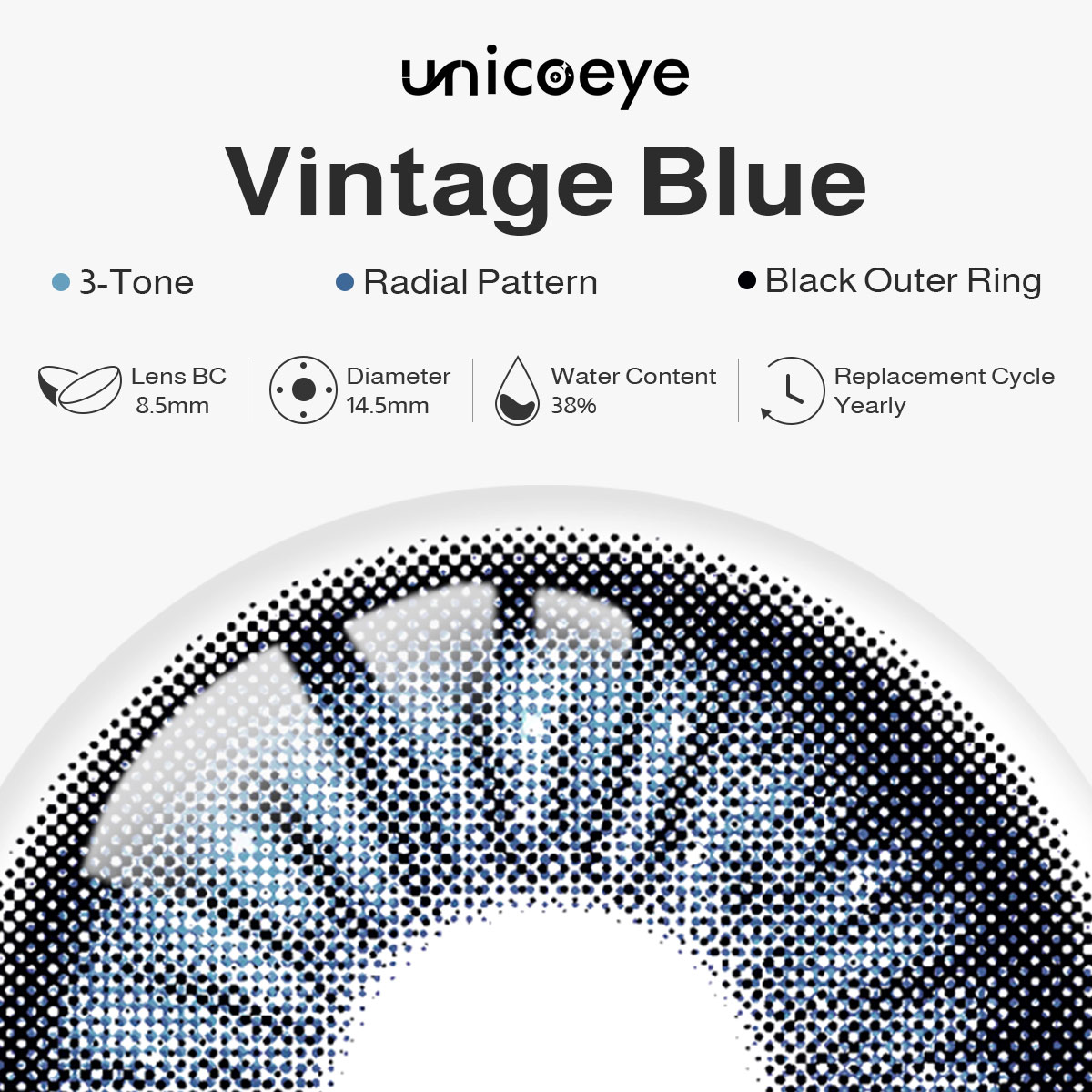 Vintage Blue Yearly Contact Lenses