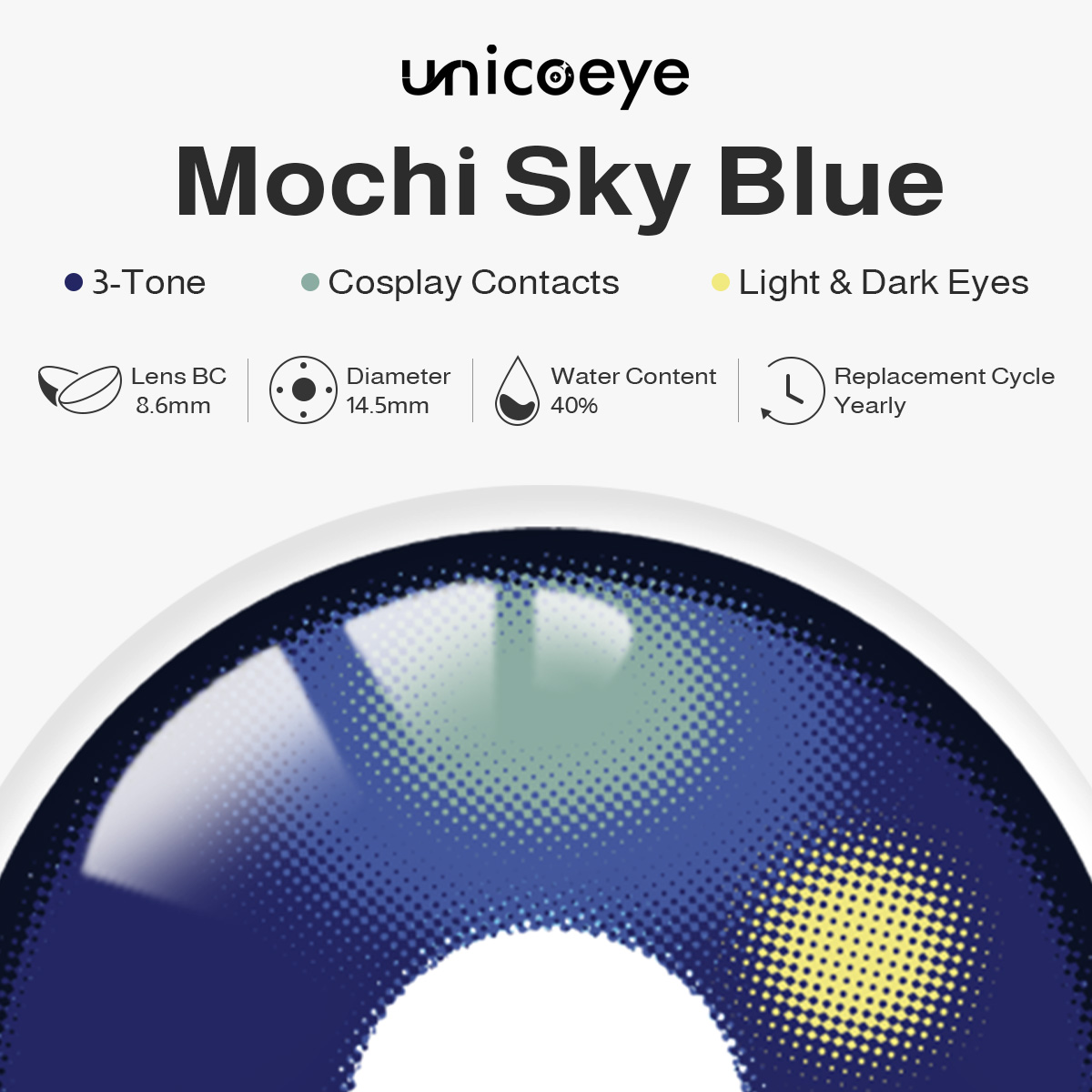 Mochi Sky Blue Costume Yearly Contact Lenses