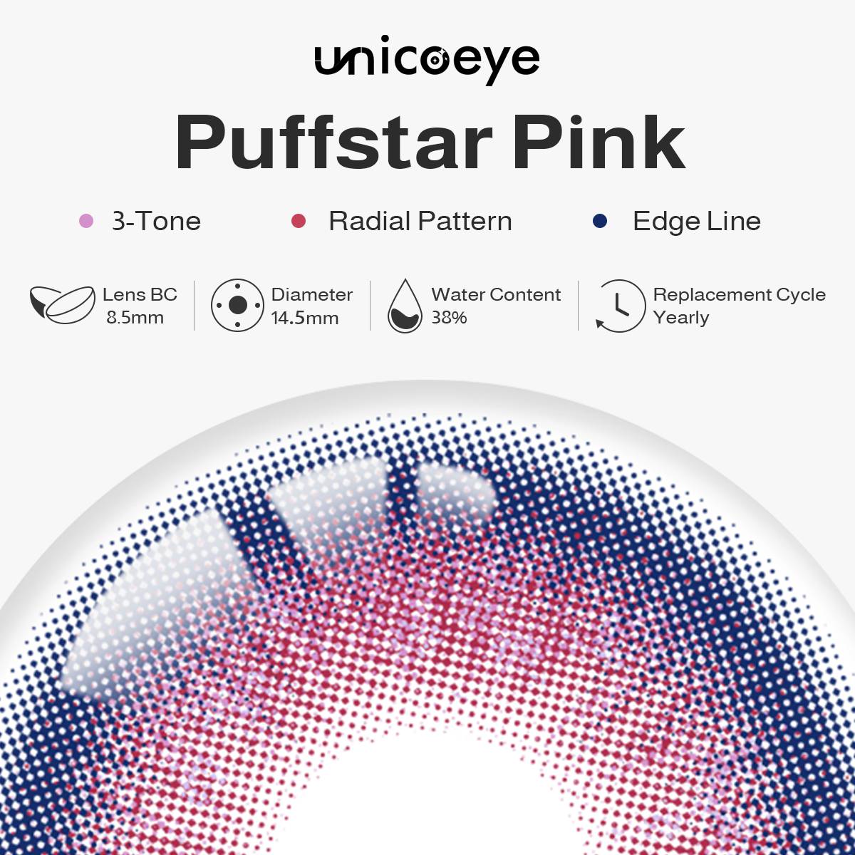 Puffstar Pink Prescription Yearly Contact Lenses | 2 Pcs