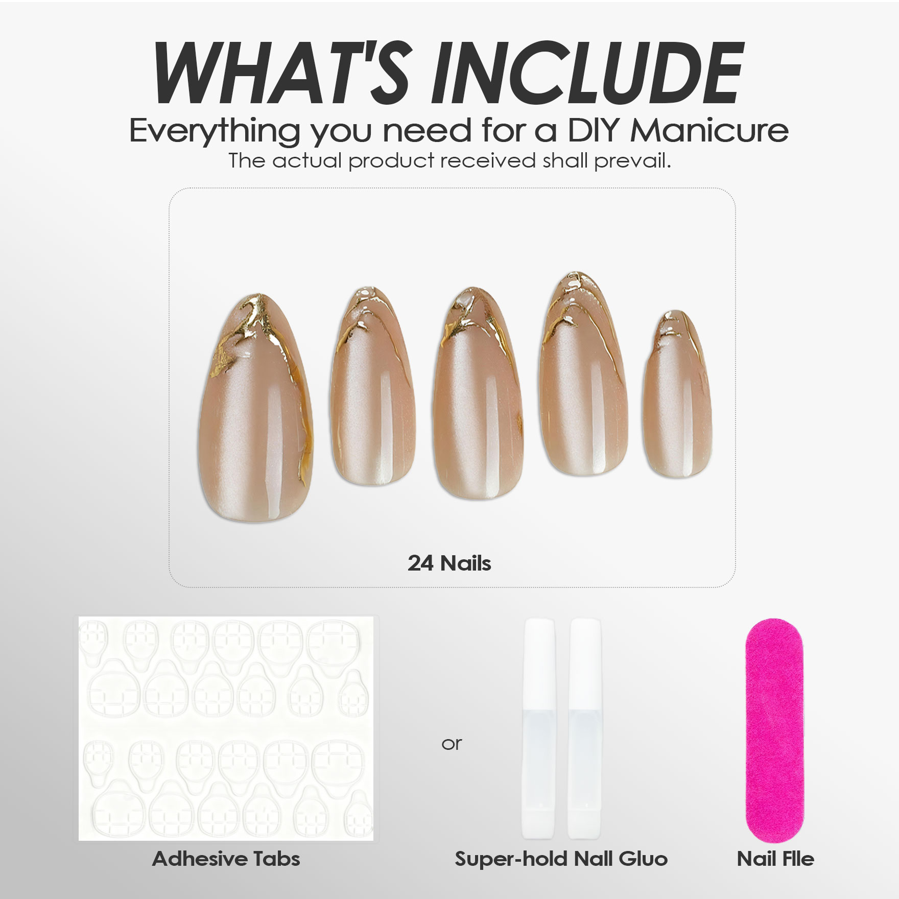 Golden Tips Pink Nails