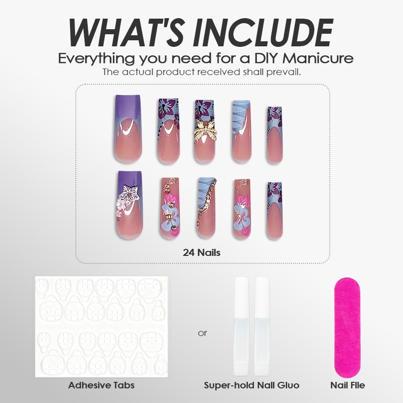 Butterfly Bouquet Blue Nails