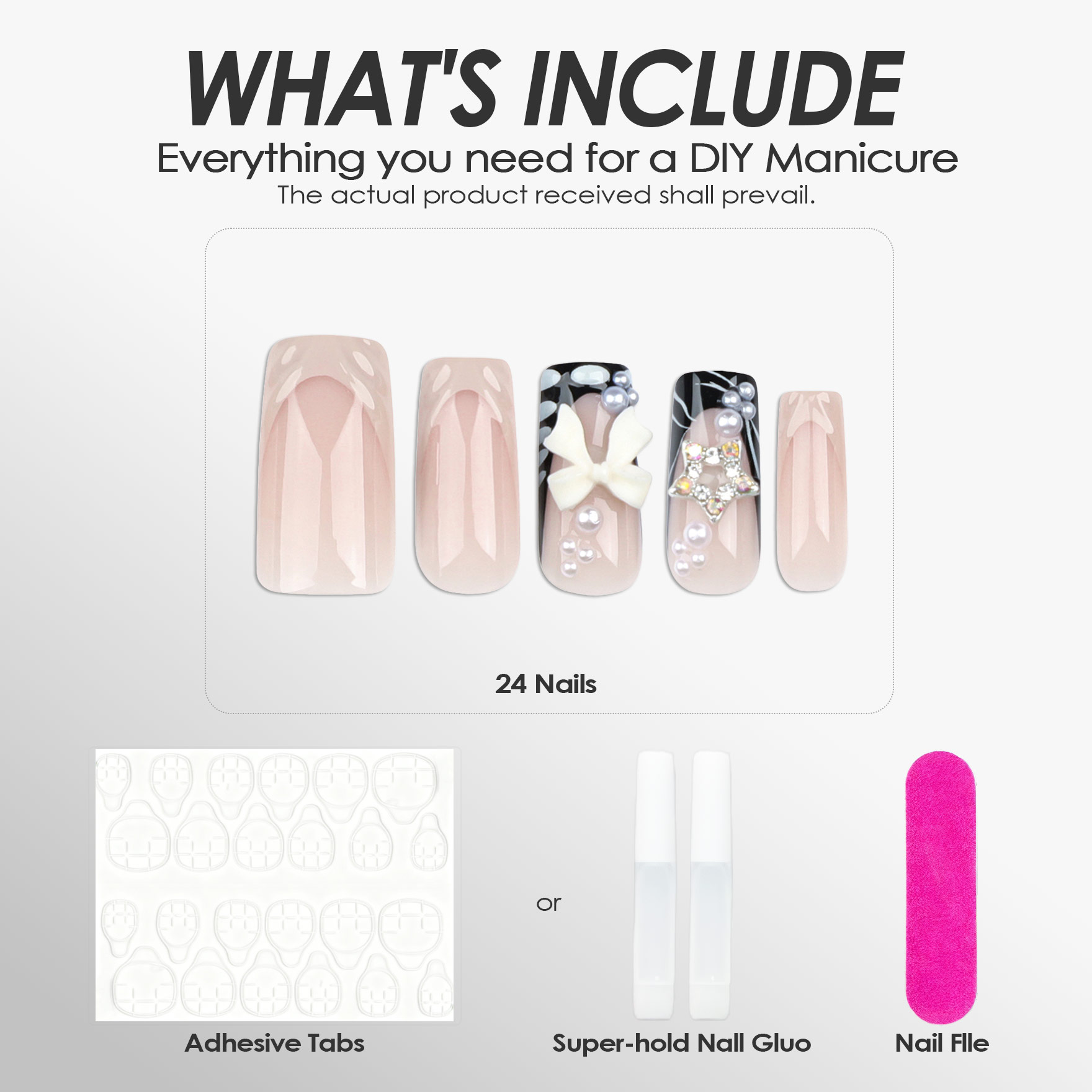 Bow Water Ripple Pink Nails