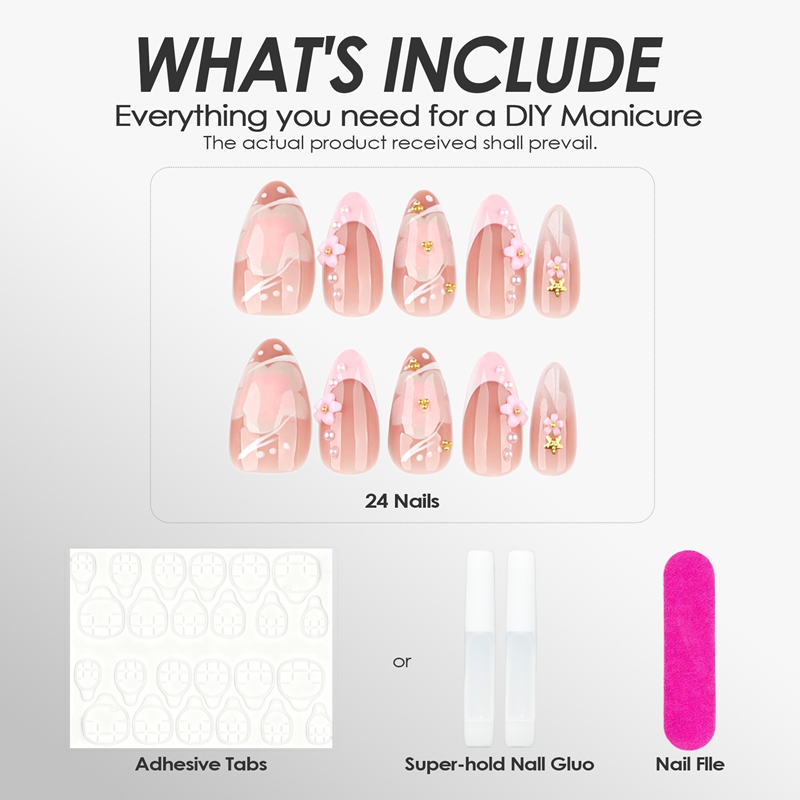 Starlit Flora Pink Nails