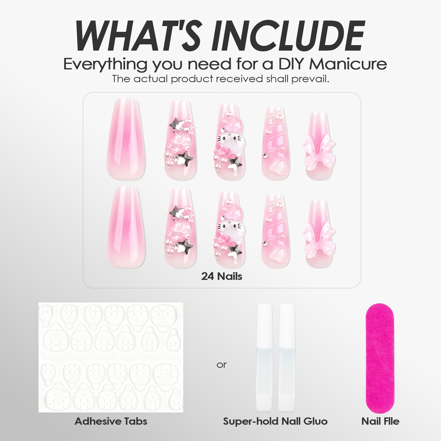 HelloKitty Ripple Pink Nails