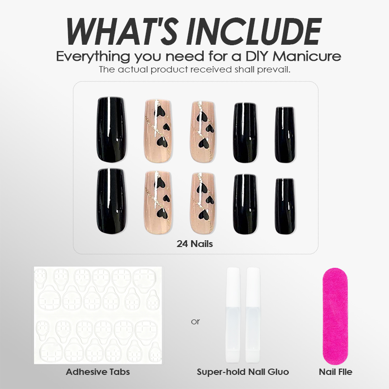 Gothic Heartbeat Black Nails