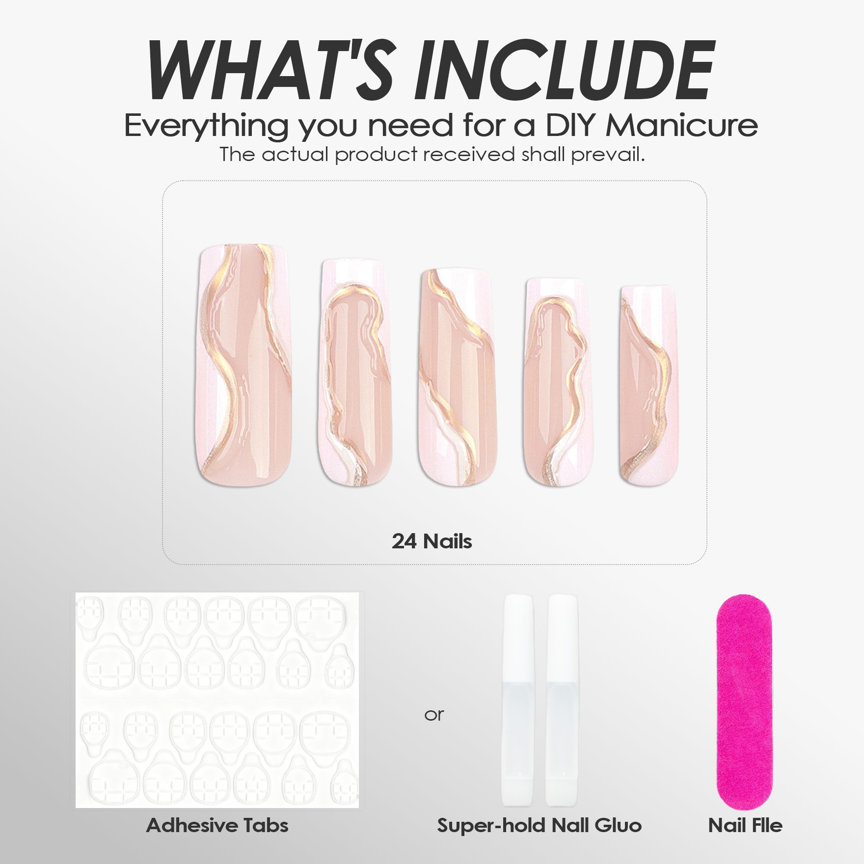 Ballet Gold Foil White Nails