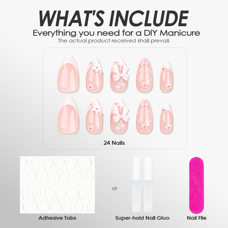 Charming Bow Pink Nails