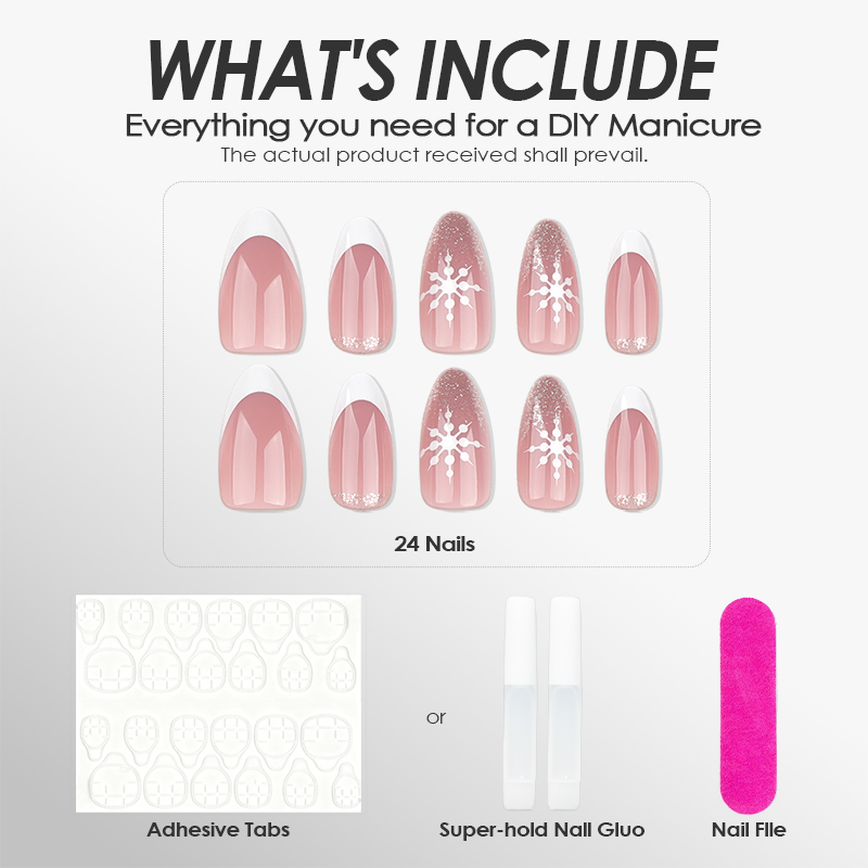 Snowflake Glitter Pink Nails