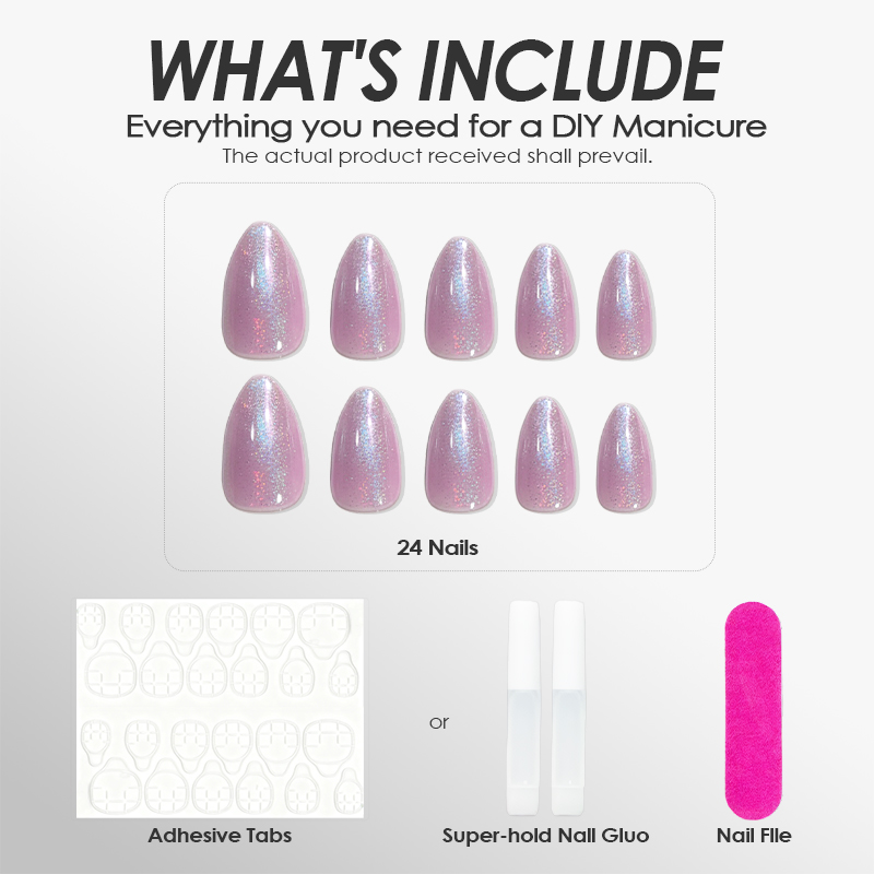 Polar Glitter Purple Nails