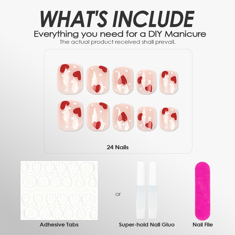 Cupid's Polka Red Nails