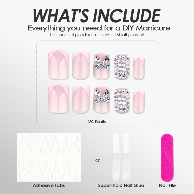 Prism Bows Pink Nails