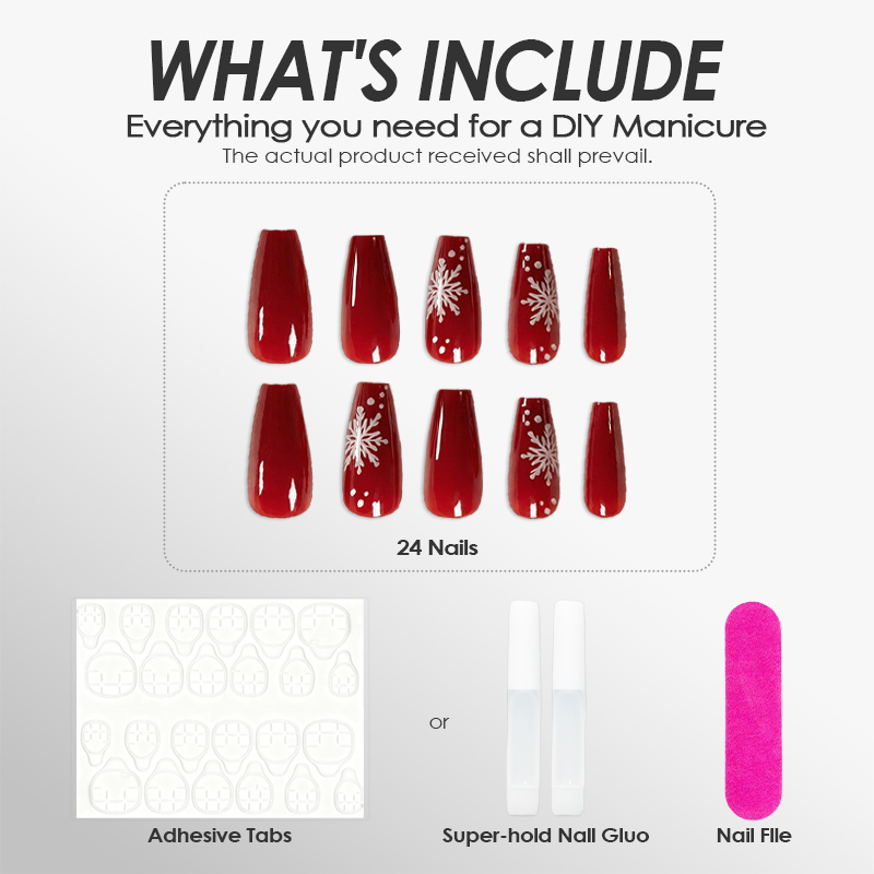 Joyful Christmas Wine Red Nails