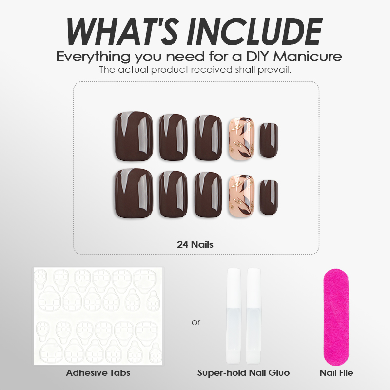 Leaf Pure Brown Nails