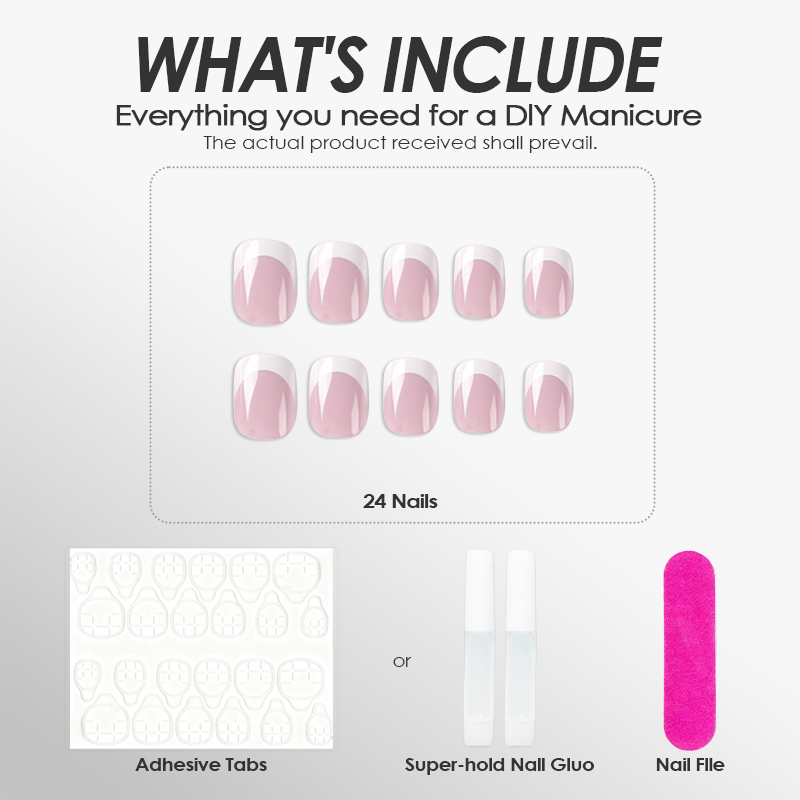 White Edge Pure Purple Nails