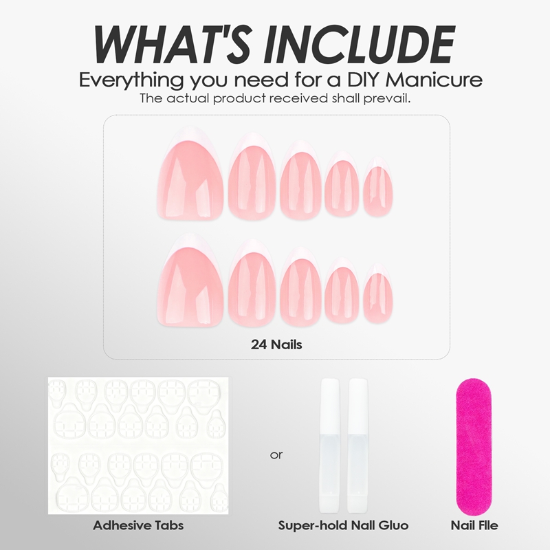 White Edge Pink Nails