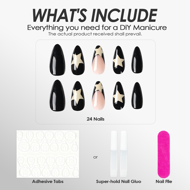 Pentagram Black Nails