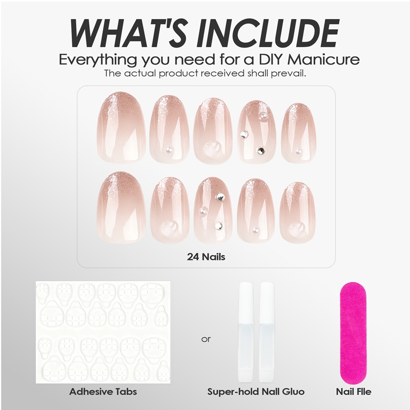 Blush Glitter Pink Nails