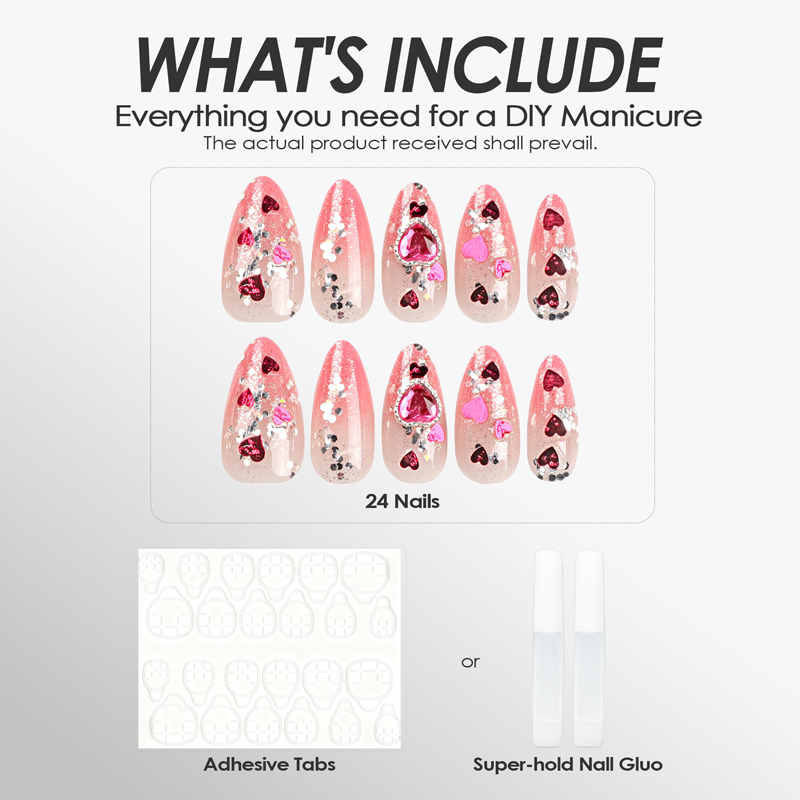 Princess Heart Pink Nails