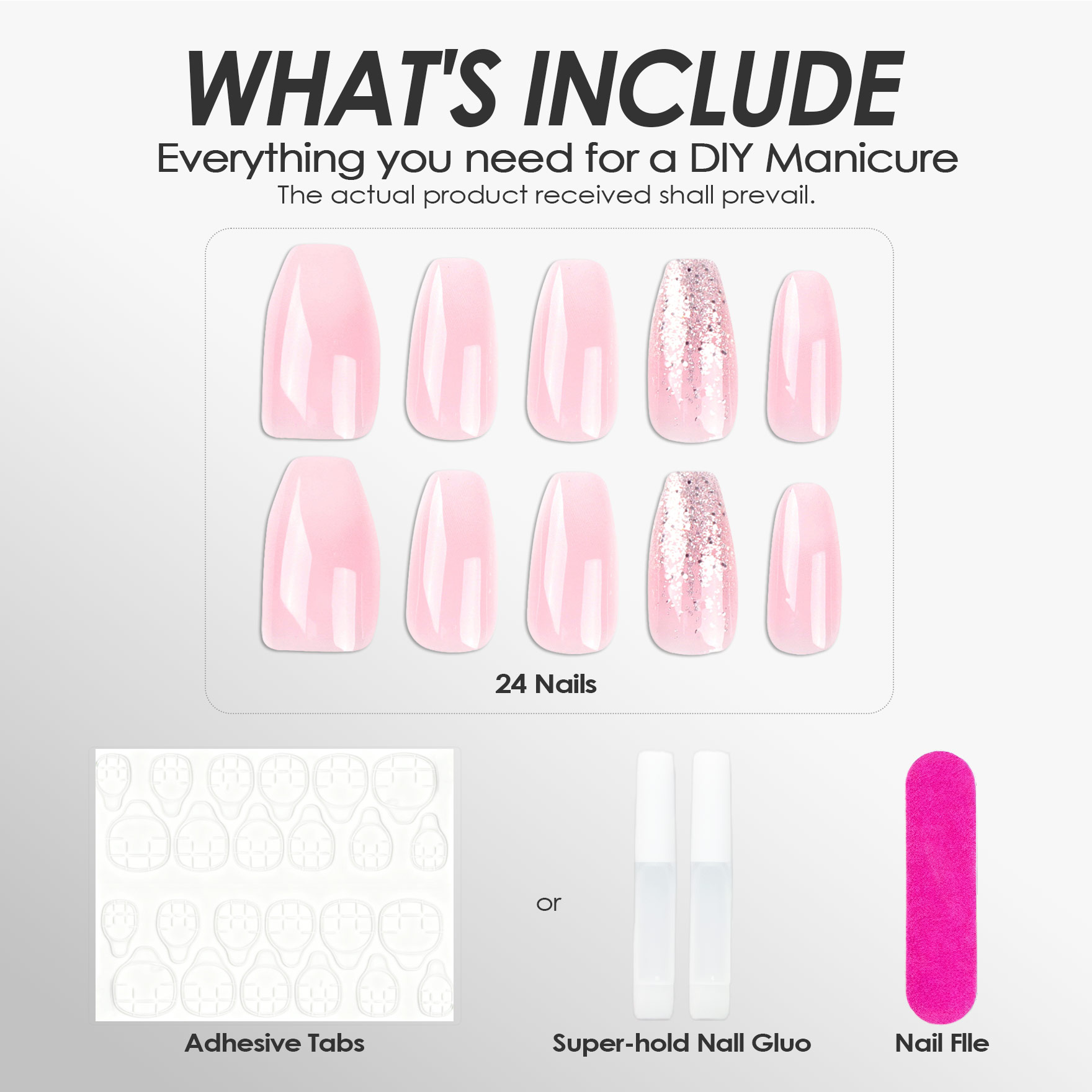 Gradient Glitter Pink Nails