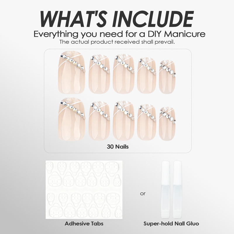 Diamond Nude Beige Nails