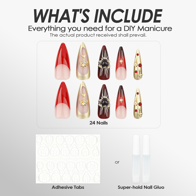 Chrome Heart Red Nails