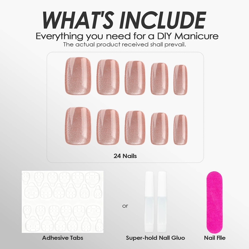 Cat Eye Champagne Nails