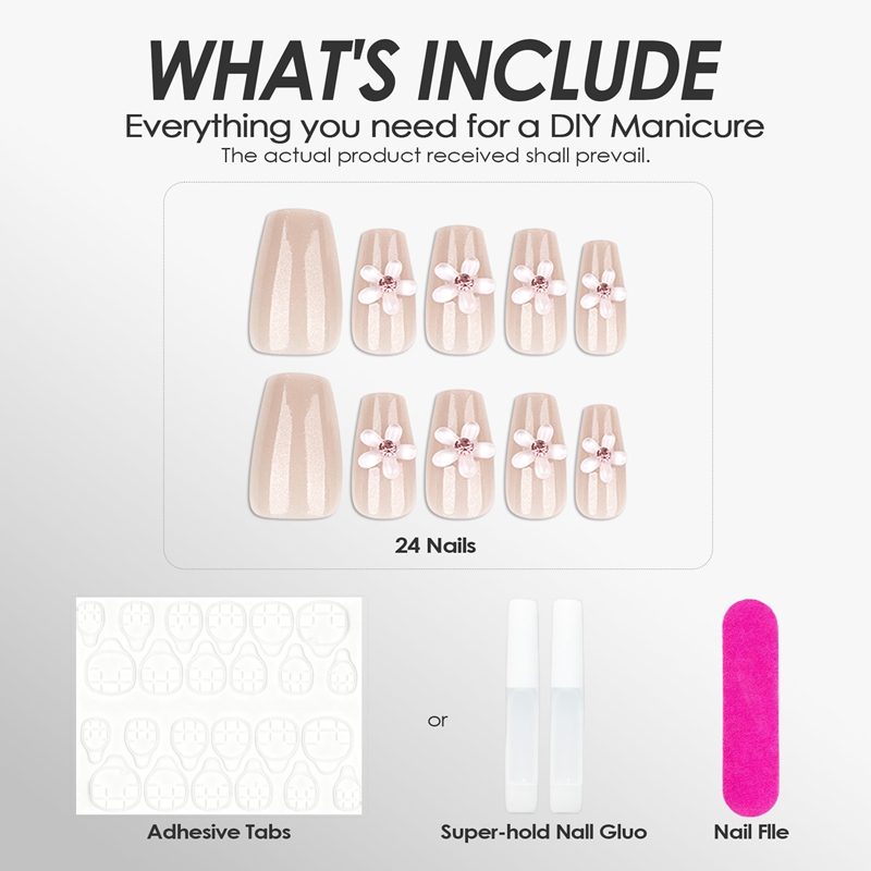 Glassy Petals Pink Nails