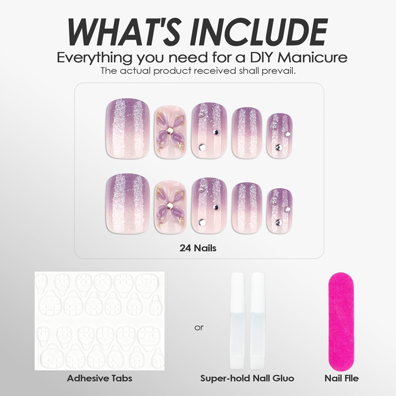 Lavender Sparkle Purple Nails