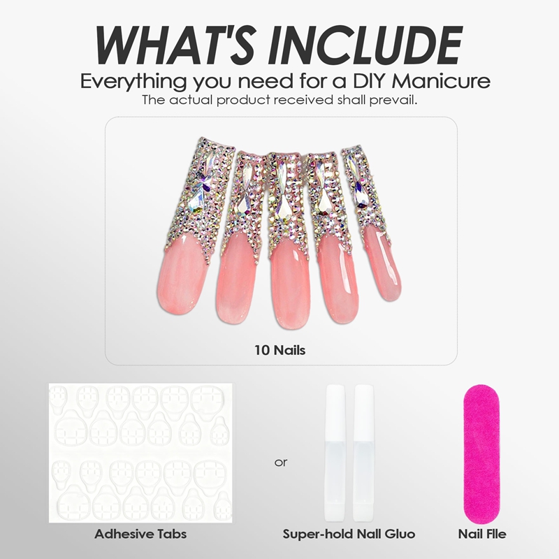 Angel's Tear Rhinestone Pink Nails