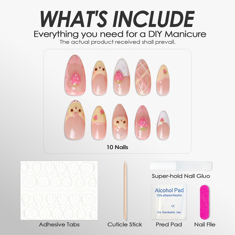 Berry Bear Pink Nails