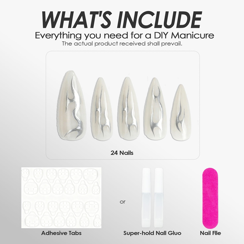 Metallic Vines Silver Nails