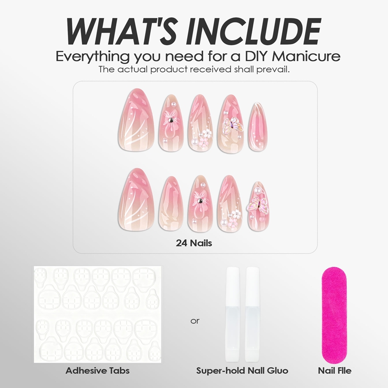 Crystal Wings Pink Nails