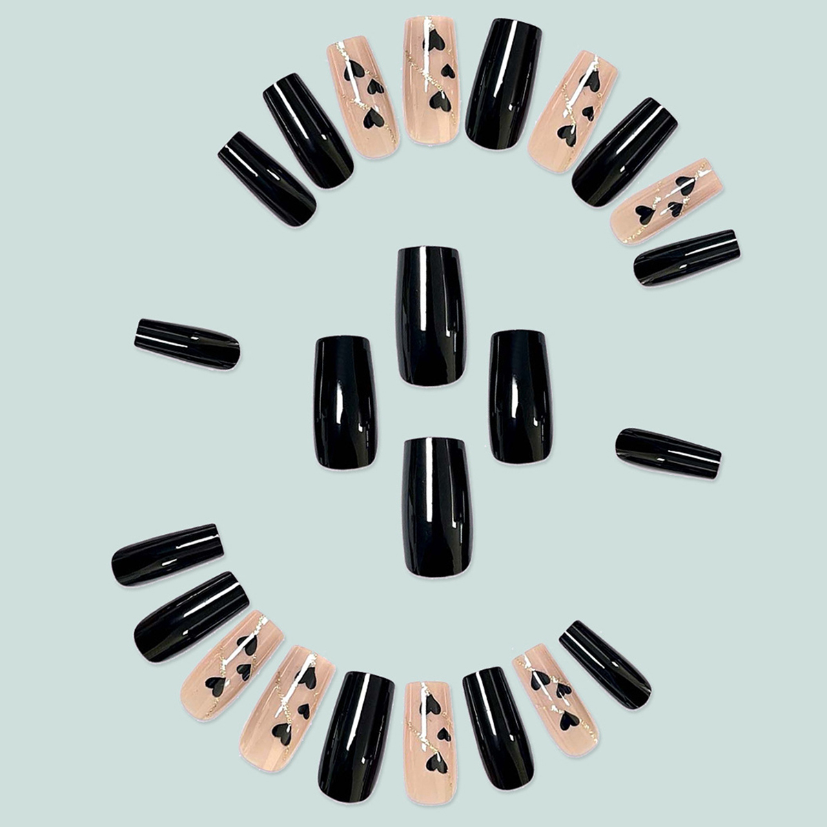 Gothic Heartbeat Black Nails