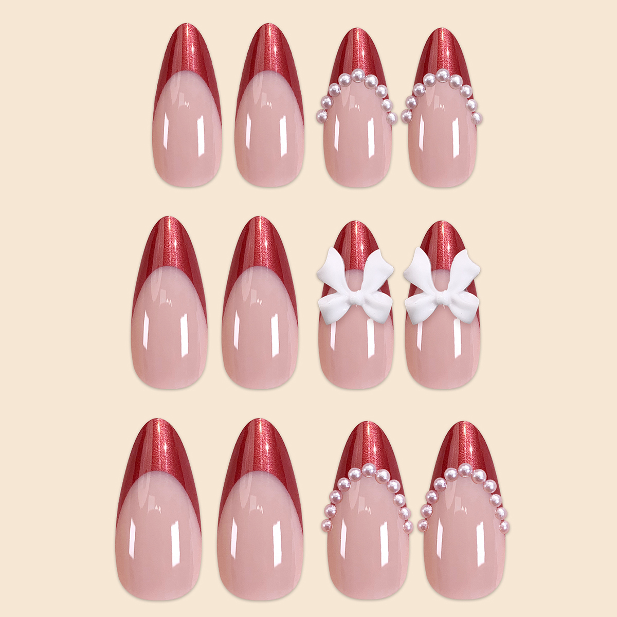 Bow Brilliance Red Nails