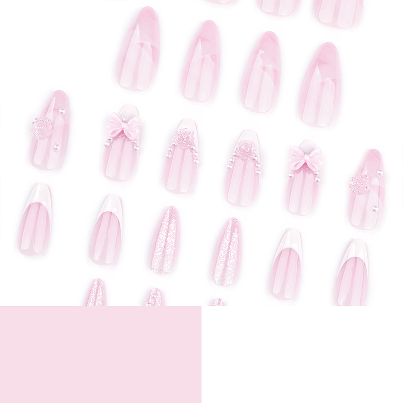 Dainty Bows Pink Nails