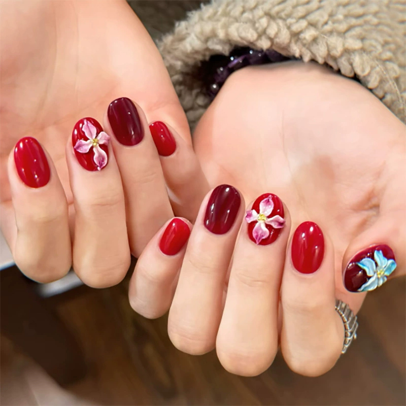 Ruby Petals Red Nails